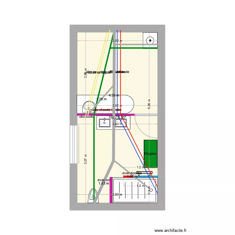 sdb 2. Plan de 1 et 17 m² sdb 2. Plan de 1 et 17 m²