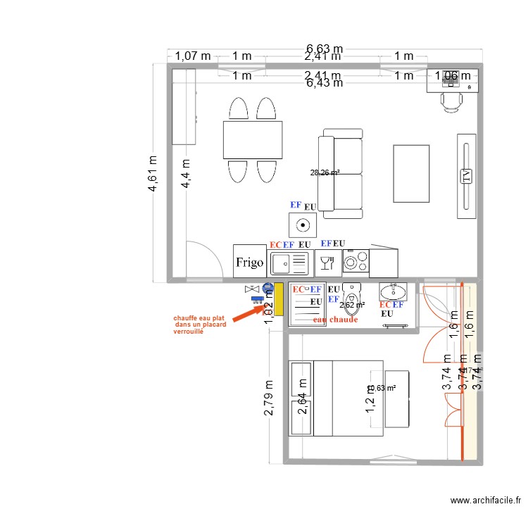 Thuillat T2 1er Projet Plomb V0. Plan de 0 pièce et 0 m2