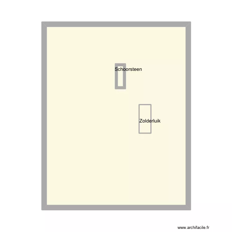 Harelbeke VN 35 - zolder. Plan de 3  et 43 m²