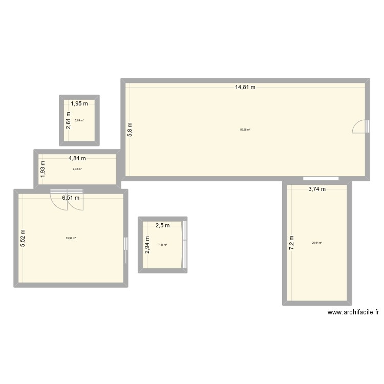 macarrones. Plan de 6 pièces et 171 m2