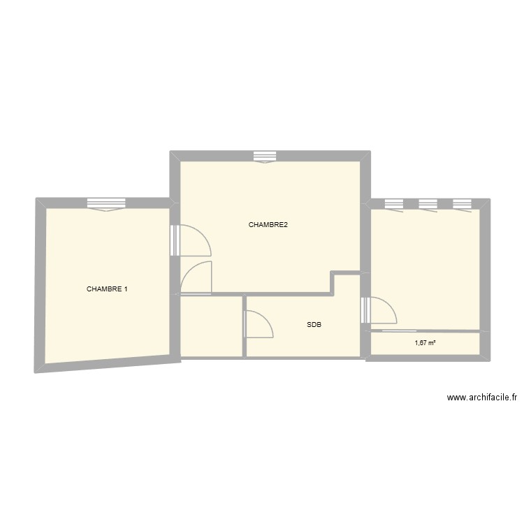 ETAGE. Plan de 4 pièces et 45 m2