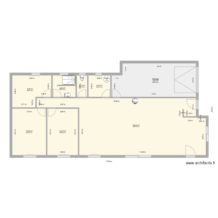 maison aulhat v1. Plan de 8 pièces et 132 m2