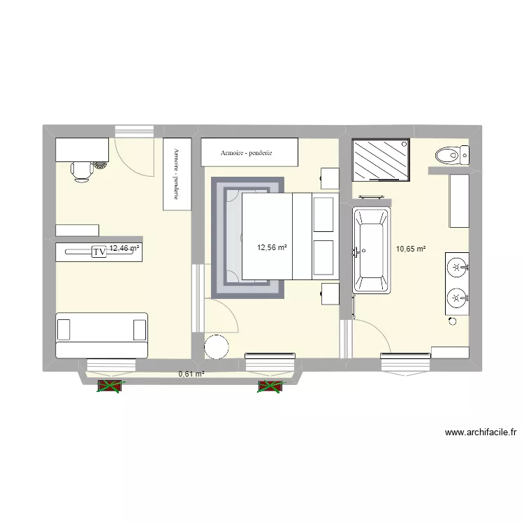 Chambre suite gentiane bleue. Plan de 