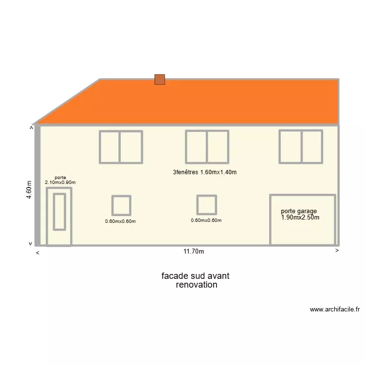 façade sud avant rénovation. Plan de 13 Pièces et 85 m² façade sud avant rénovation. Plan de 13 Pièces et 85 m²