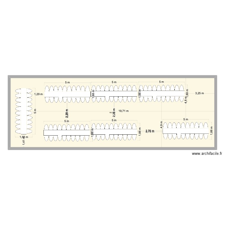 Salle des gardes Tables Banquet. Plan de 1 pièce et 166 m2