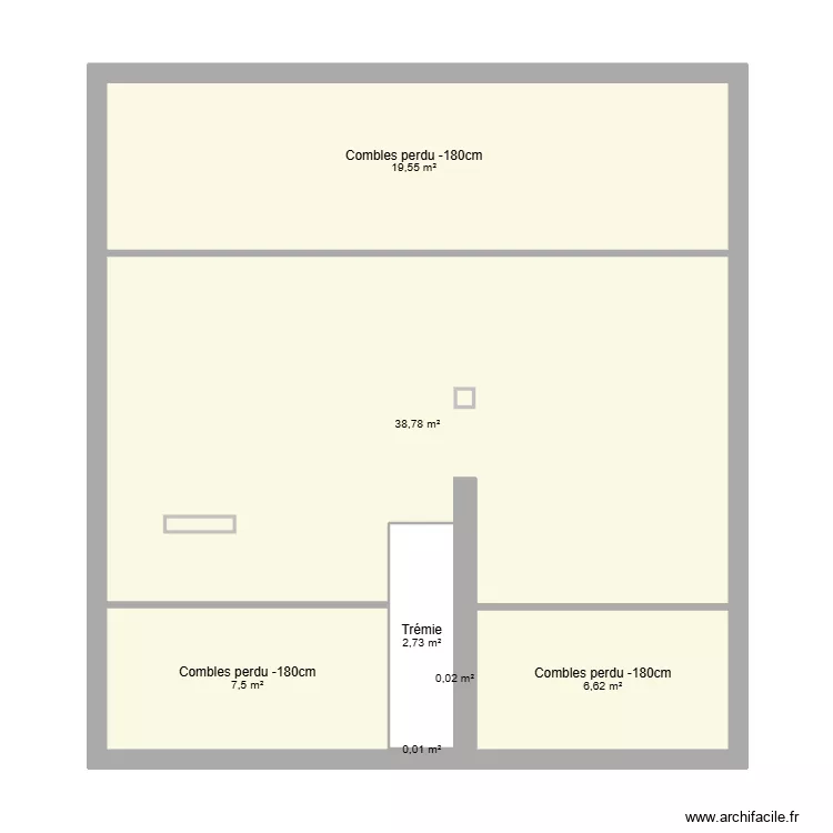 Maison comble. Plan de 7 Pièces et 75 m²