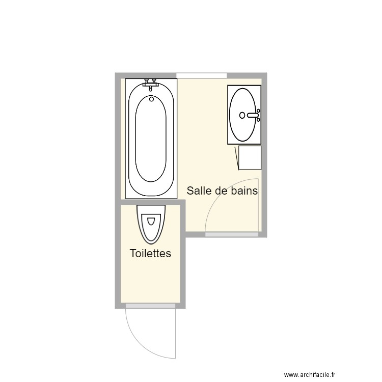 plan avant travaux Guingant. Plan de 2 pièces et 4 m2