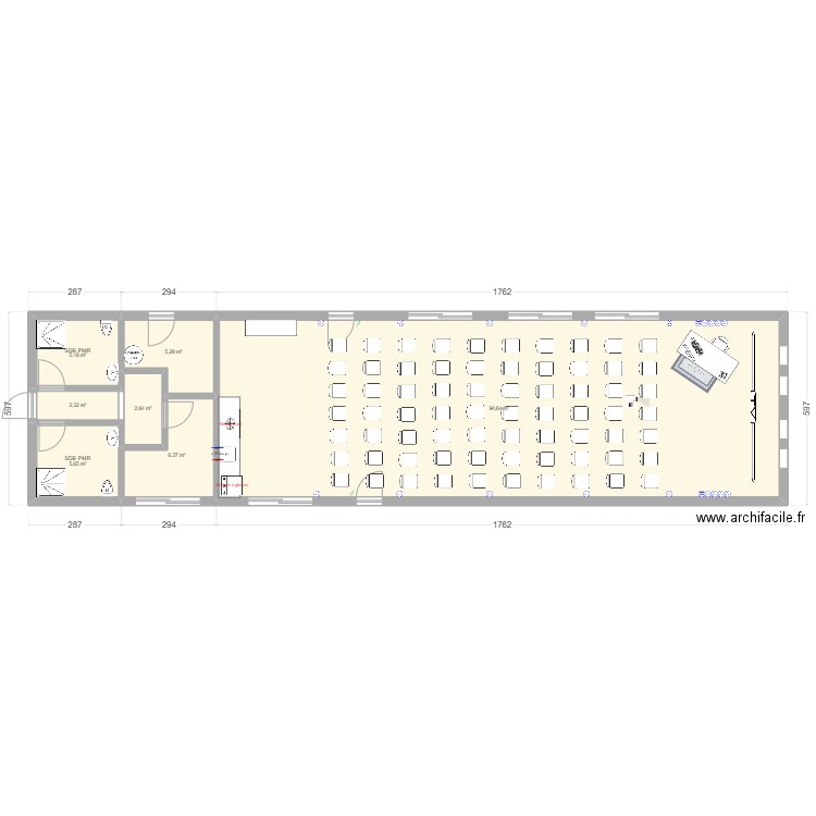 Hacienda. Plan de 7 pièces et 122 m2