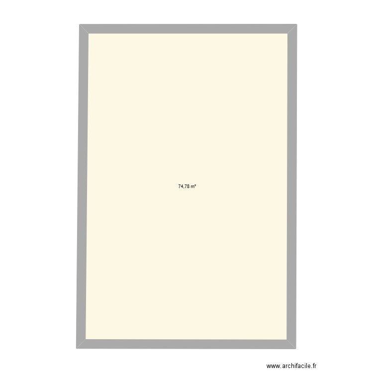 extension. Plan de 1 pièce et 75 m2