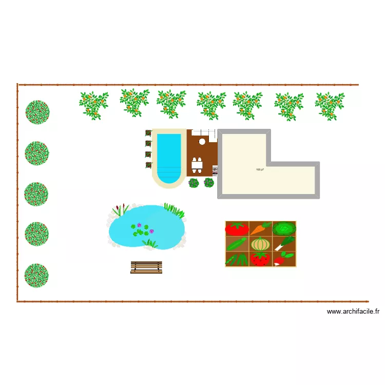 jardin. Plan de 1 pièce et 16 m²