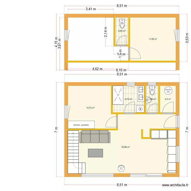 SAM 3 BIS. Plan de 7 et 64 m² SAM 3 BIS. Plan de 7 et 64 m²