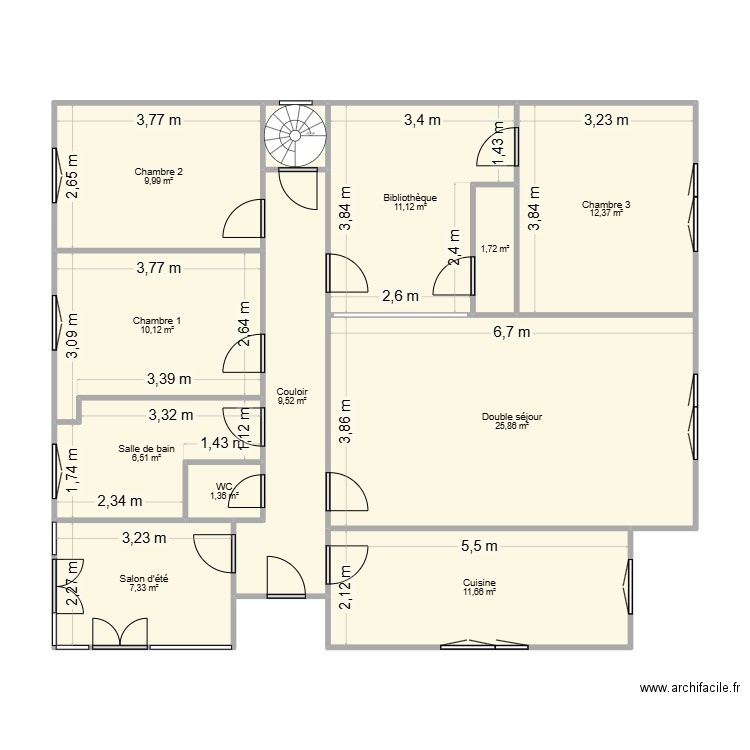 neuville rdc. Plan de 12 pièces et 109 m2