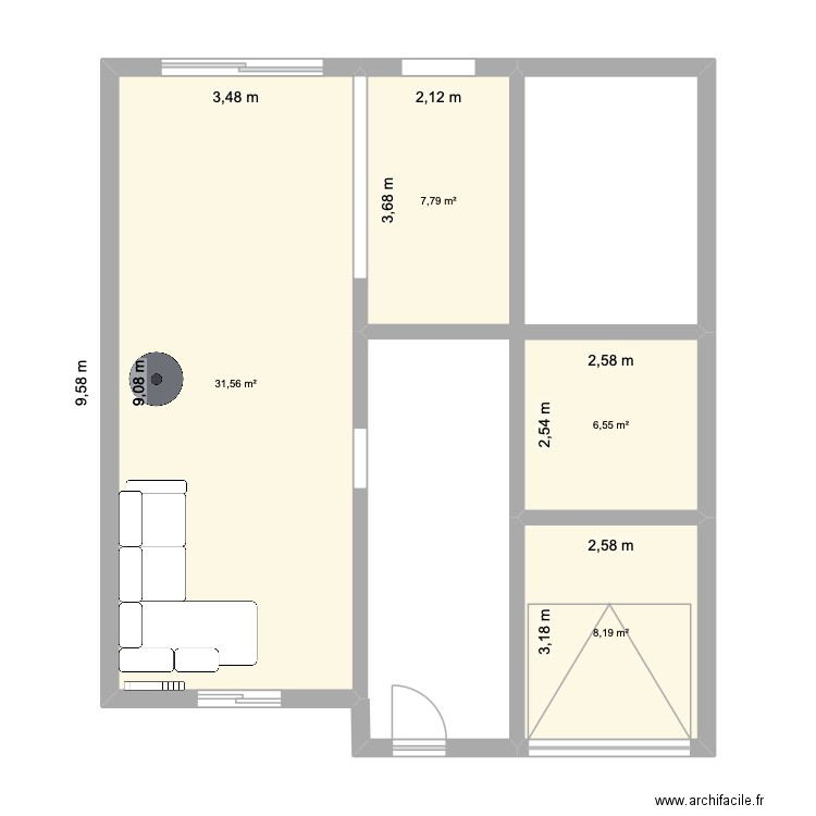 Triel Hirondelle. Plan de 4 pièces et 54 m2