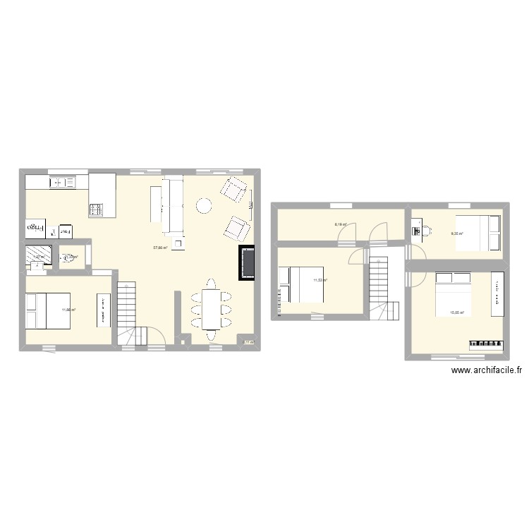 IGNY2. Plan de 9 pièces et 117 m2