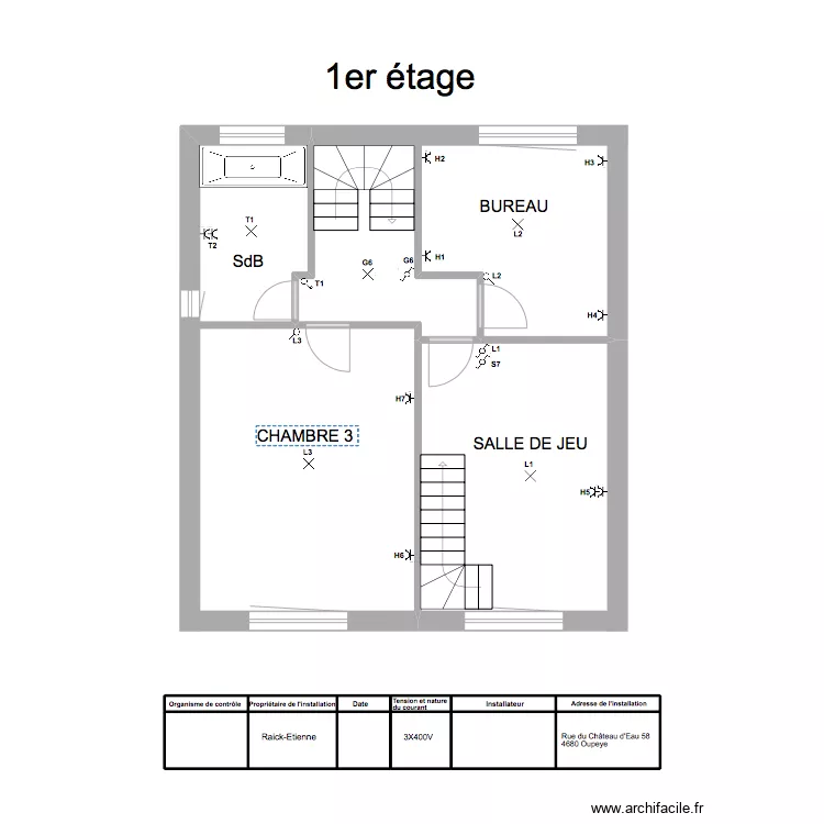 1ème étage. Plan de 1ème étage. Plan de