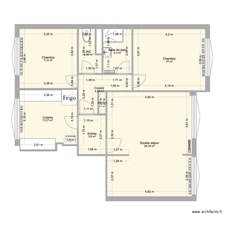 Appart Cam&Dav. Plan de 9 pièces et 83 m2