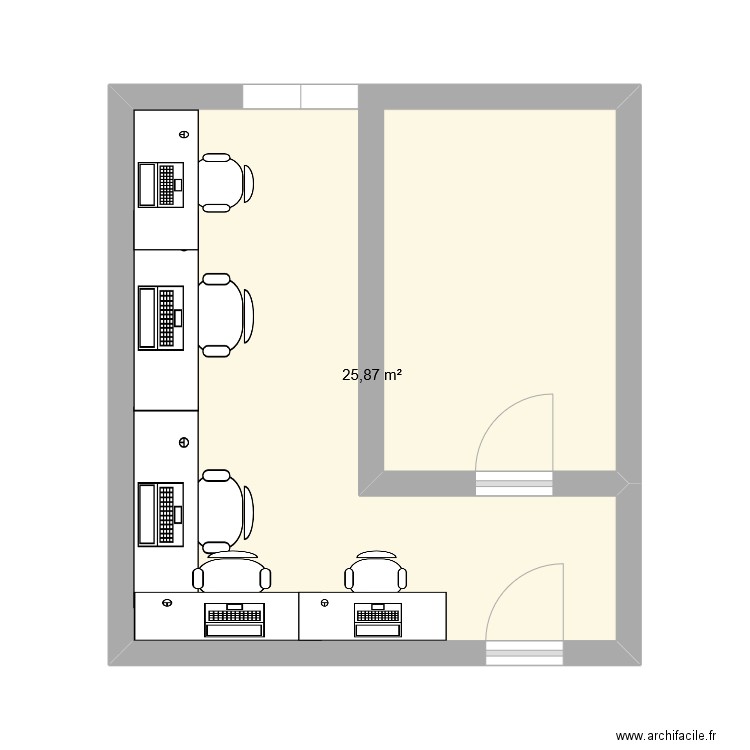 plan salle de travail. Plan de 1 pièce et 26 m2