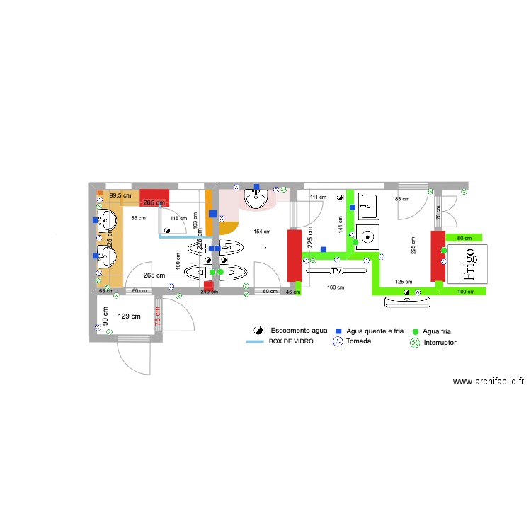 Banheiros & Area de Serrviço. Plan de 1 pièce et 6 m2