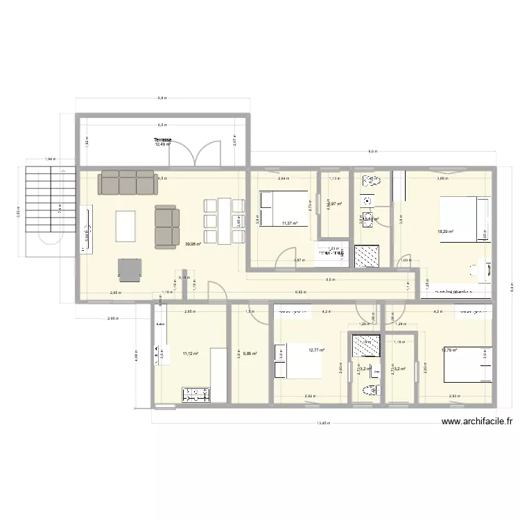 Djibi 2. Plan de 12  et 140 m²