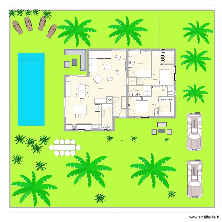 100 m2. Plan de 9 pièces et 801 m2
