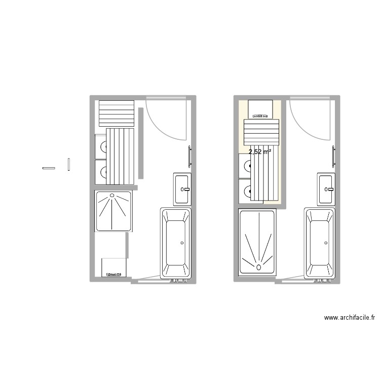 Salle de bain 4 new. Plan de 1 pièce et 3 m2