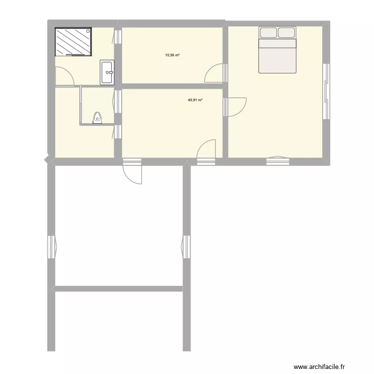 Ebauche 1. Plan de 2 Pièces et 60 m²