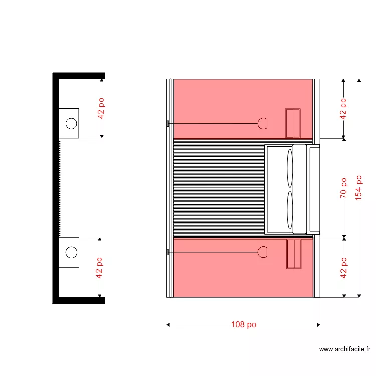Dupperon mur Lit colo. Plan de 