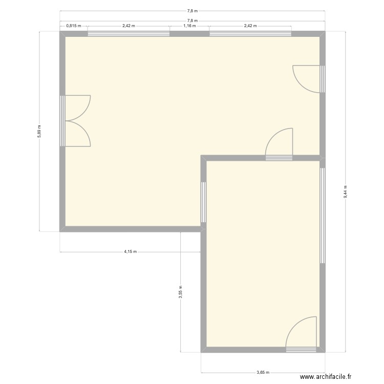 LOCAL ACTUEL EAM VESVROTTE. Plan de 2 pièces et 53 m2