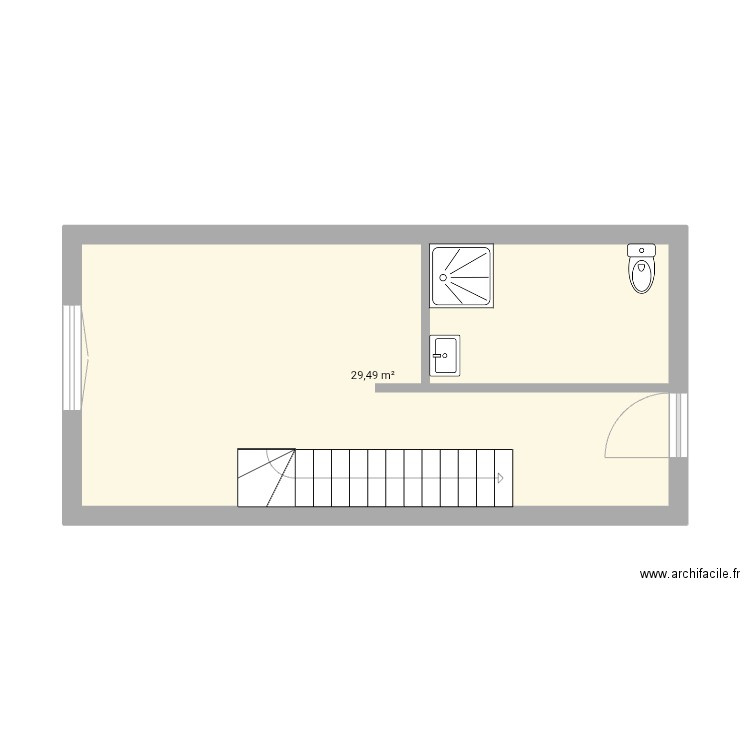 Appart. Plan de 1 pièce et 29 m2