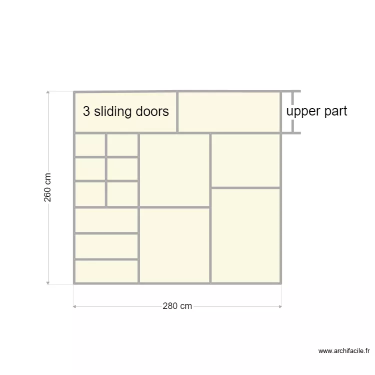 amoire 3 portes. Plan de 15  et 7 m²