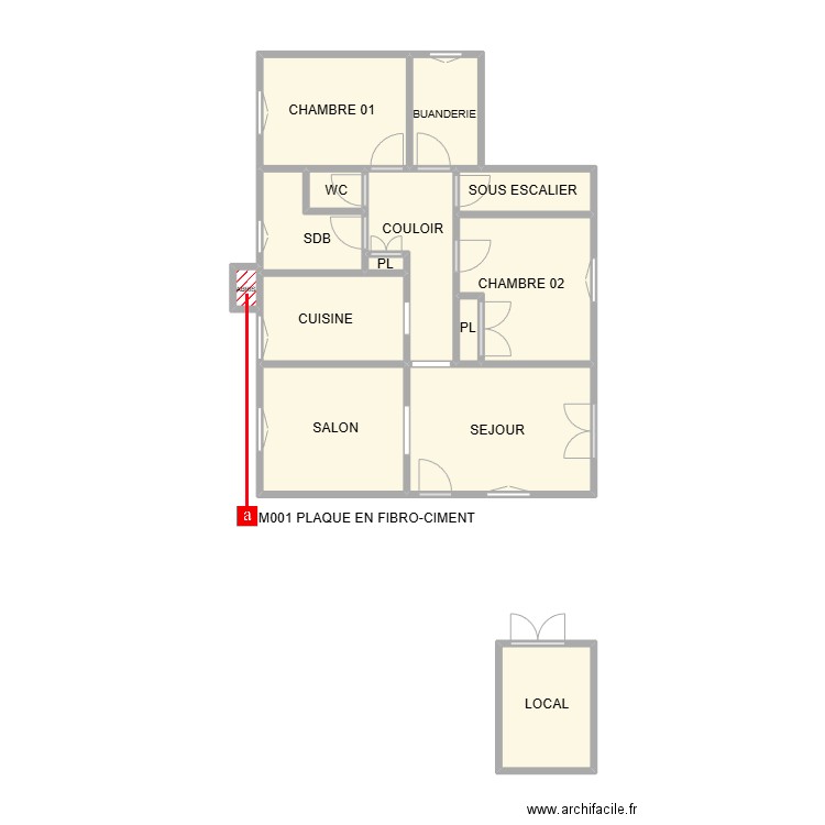 PLAN APPART RDC BOUILLARGUES. Plan de 14 pièces et 45 m2