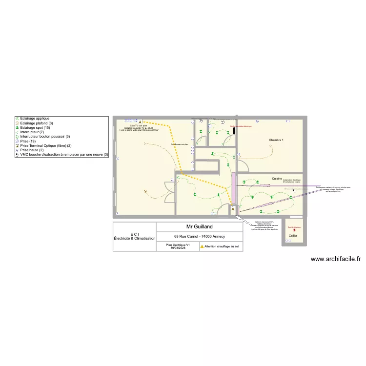 Guilland. Plan de 9  et 83 m²