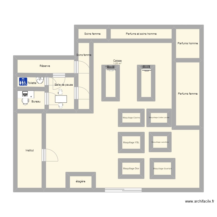 marionnaud. Plan de 20 pièces et 111 m2