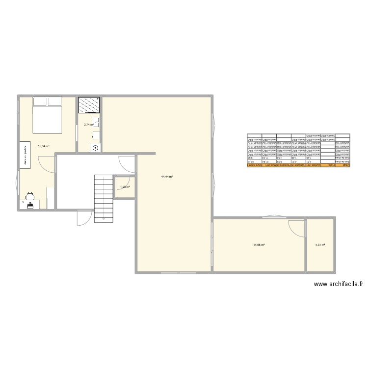 RdC3. Plan de 6 pièces et 84 m2