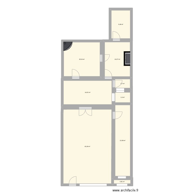 Plan différentes pièces. Plan de 9 pièces et 107 m2