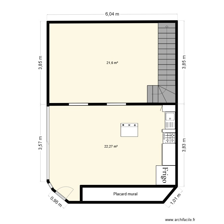 appart Monistrol. Plan de 3 pièces et 46 m2