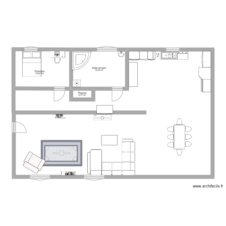 plan B. Plan de 3 pièces et 22 m2