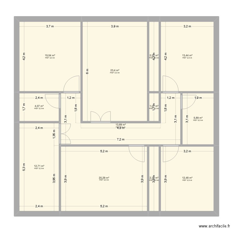 projet villa. Plan de 12 pièces et 127 m2