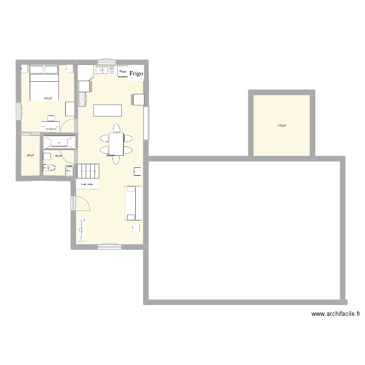 bigeneration. Plan de 5 pièces et 65 m2