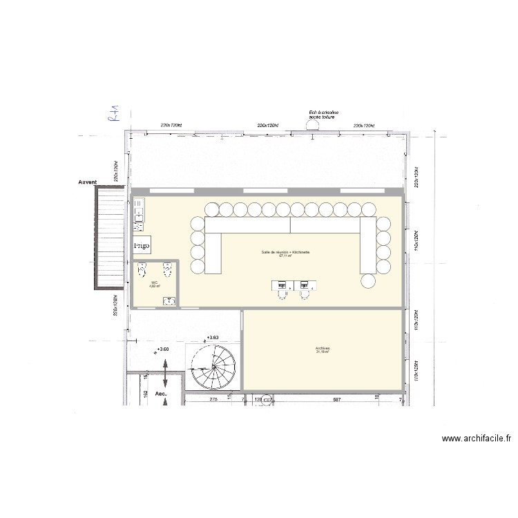 R+1 à100m². Plan de 3 pièces et 103 m2