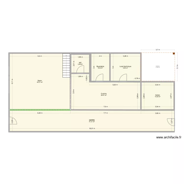 Vaisseau de terre. Plan de 7 et 136 m² Vaisseau de terre. Plan de 7 et 136 m²