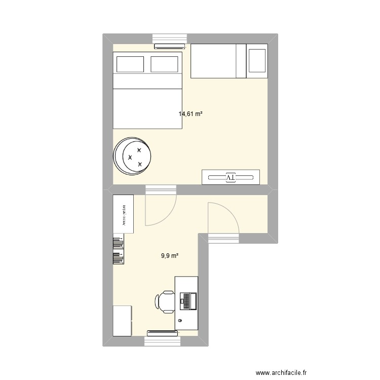 silias. Plan de 2 pièces et 25 m2