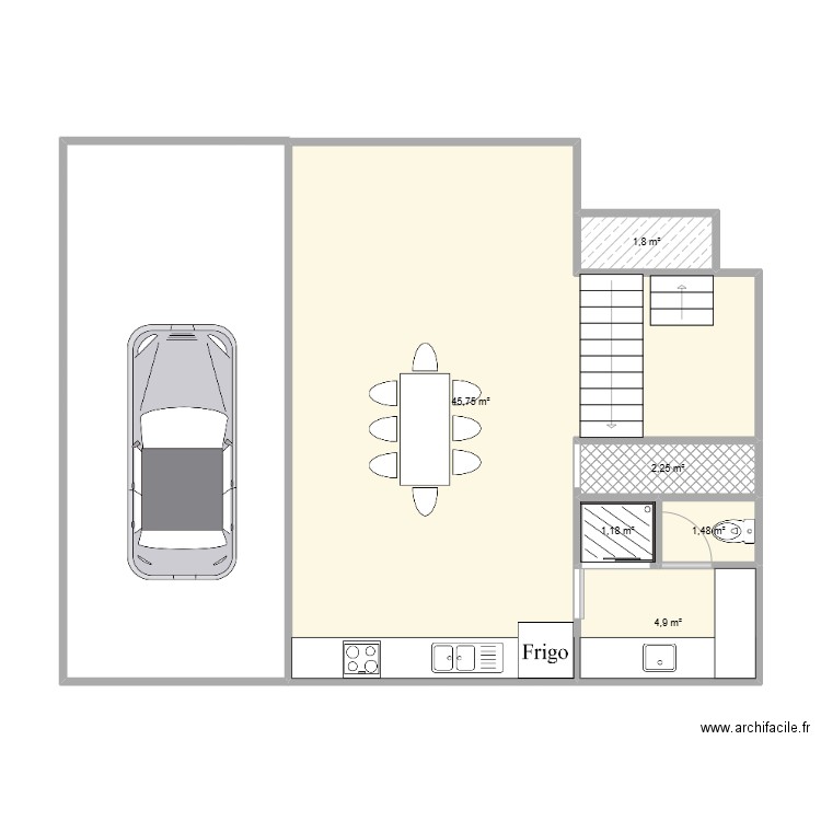 MAISON 1. Plan de 6 pièces et 57 m2
