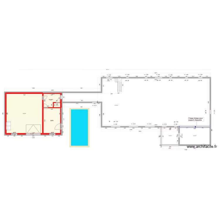 MONDRECOURT RDC garage piscine sans cloison ni isolation. Plan de MONDRECOURT RDC garage piscine sans cloison ni isolation. Plan de