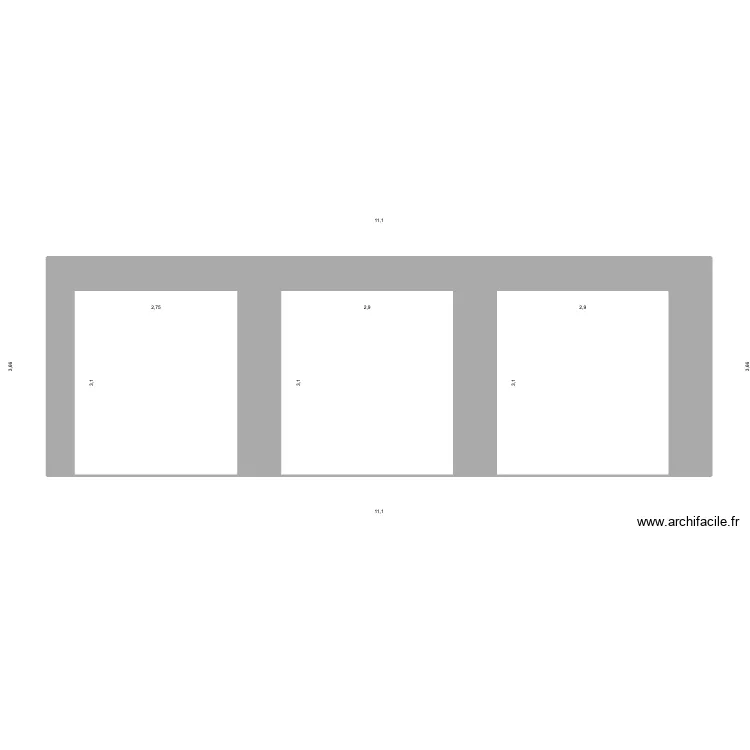 VITRINE. Plan de 3 pièces et 27 m²