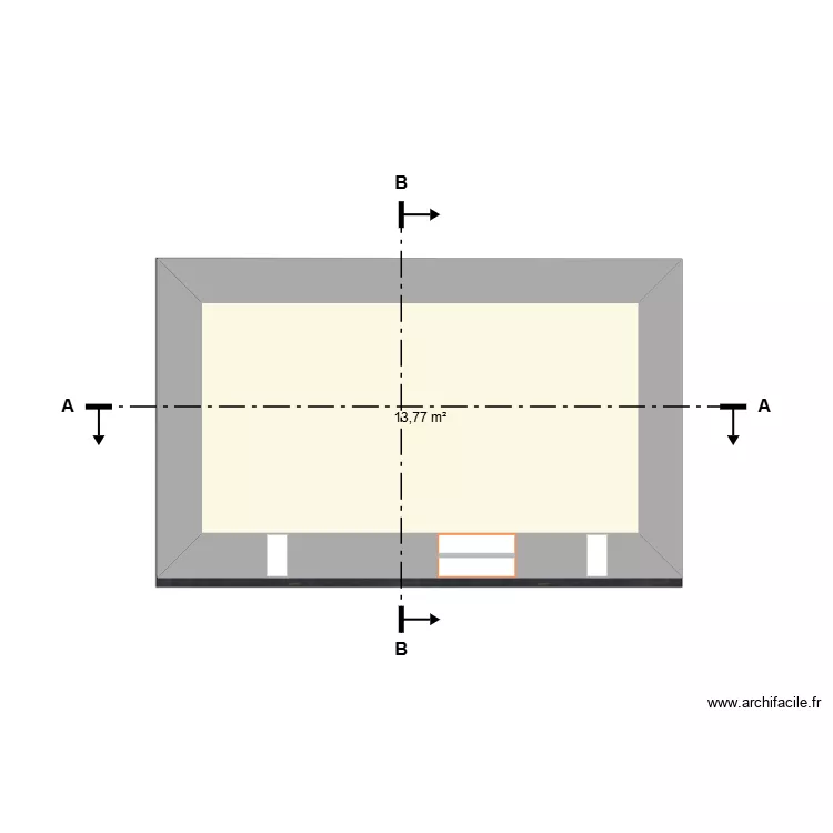 Crèche après travaux sans couleur. Plan de 1 Pièce et 14 m² Crèche après travaux sans couleur. Plan de 1 Pièce et 14 m²