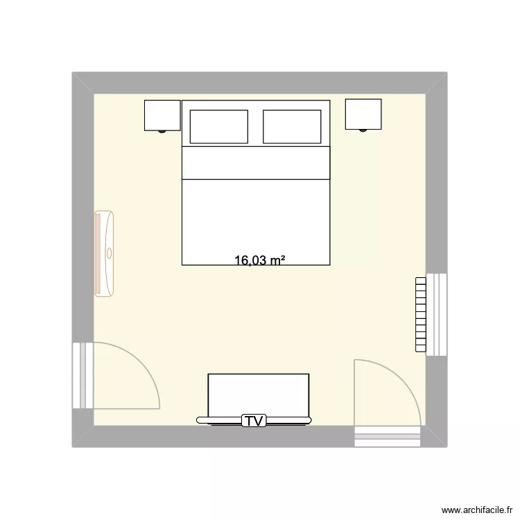 chambre 1. Plan de 1  et 16 m²