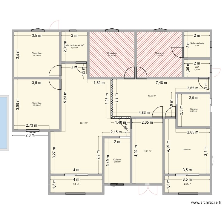 111modif1. Plan de 49 pièces et 644 m2