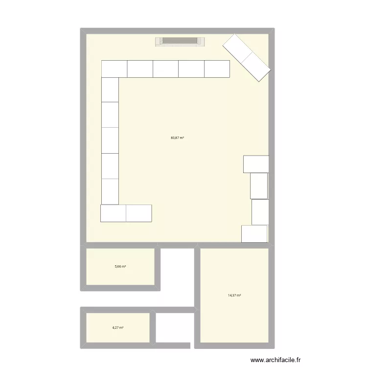 f&ecirc;te. Plan de 4 pièces et 108 m²