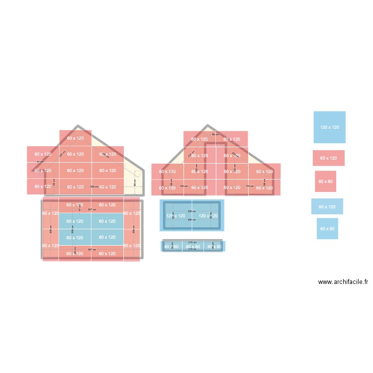 CARRELAGE DORTOIR. Plan de 5 pièces et 22 m2